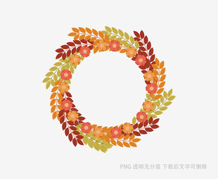 秋季彩色树叶环形装饰