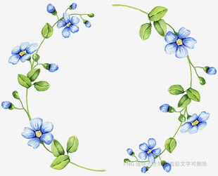 蓝色小花花环装饰图案