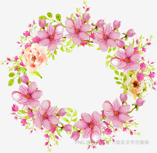 粉色花朵花环装饰图案