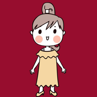 扎发髻的可爱卡通女孩