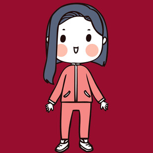 穿粉色套装的可爱卡通女孩