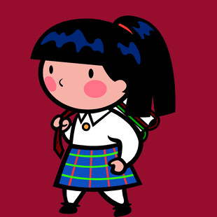 背着书包的可爱卡通女孩