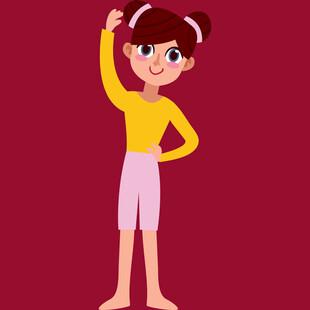 可爱女孩抬手站立造型