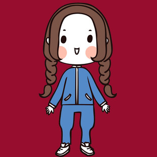扎双辫穿蓝衣的可爱女孩