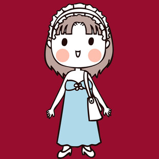 穿蓝裙的可爱卡通女孩