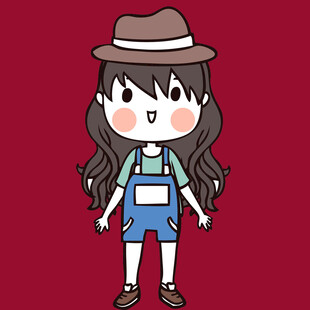 戴帽背带裤女孩插画