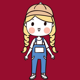 扎双辫穿背带裤的女孩