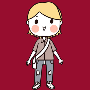 卡通风格的金发背包少年