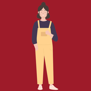穿背带裤的休闲风女孩