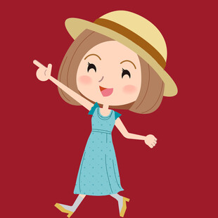 戴帽蓝衣女孩欢快指路