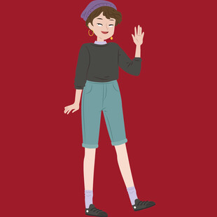 挥手的时尚女孩