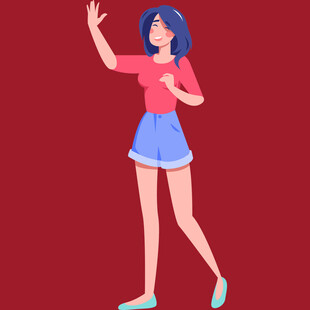 挥手的时尚女孩