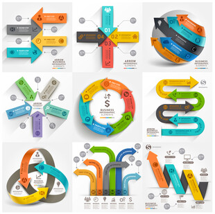 矢量多样创意箭头信息图表元素