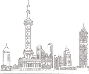 上海城市建筑线描景观