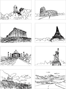 手绘建筑风景速写作品