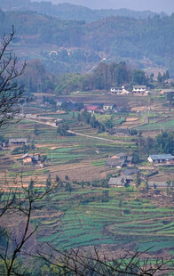 乡村田园风光俯瞰美景