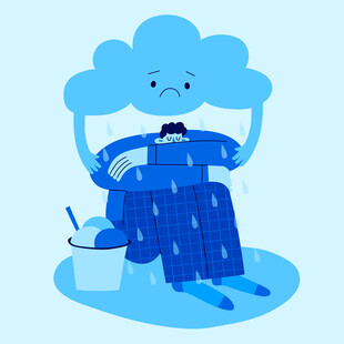 云朵化身雨中打伞的形象