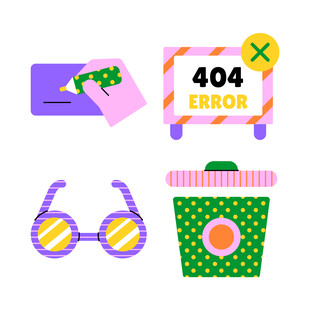 多彩404错误相关创意元素