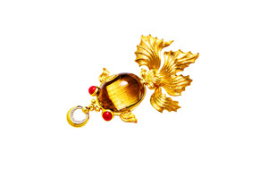 金发晶金鱼花朵造型珠宝饰品