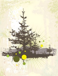 抽象风格圣诞树插画