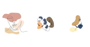 面部美学手绘图女性面容png