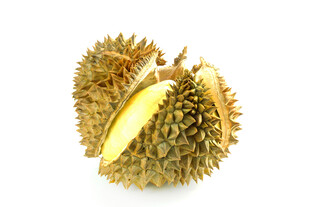 剥开的榴莲果肉摄影