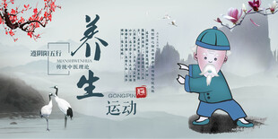 中医运动养生创意风格展板