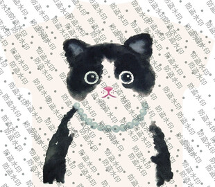 黑白猫咪插画