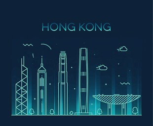 香港城市天际线夜景