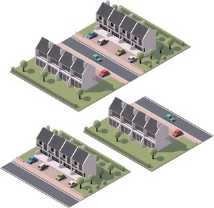 三排房屋建筑效果图