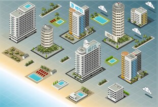 海滨城市建筑群俯瞰图