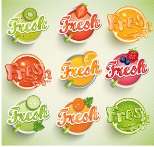 多彩新鲜水果图标集合