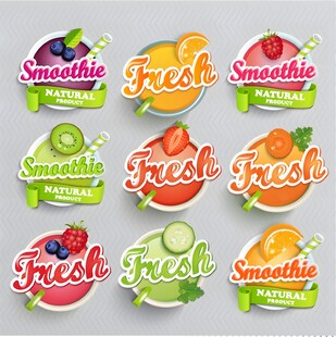 新鲜水果冰沙标签设计
