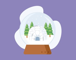冬日雪景水晶球
