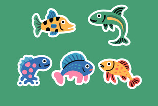 手绘海洋生物