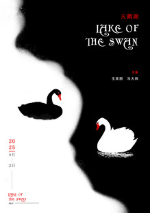 黑白天鹅剪影艺术海报