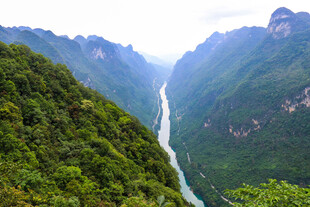 壮丽峡谷间的蜿蜒河流