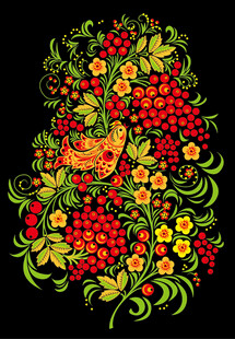 俄罗斯风格花卉刺绣图案