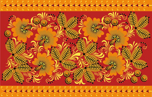 复古花卉图案装饰画