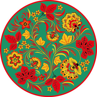 传统花卉圆形图案