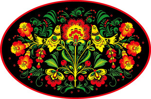 椭圆形传统花卉图案装饰