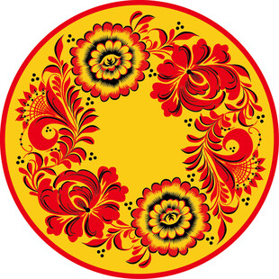 圆形花卉装饰图案