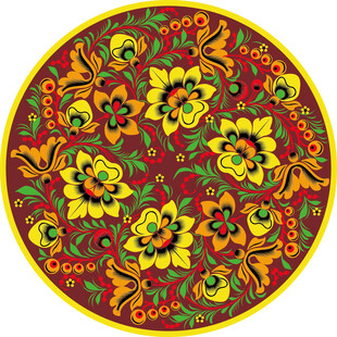 圆形花卉图案装饰纹样