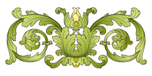 绿色复古花卉装饰图案