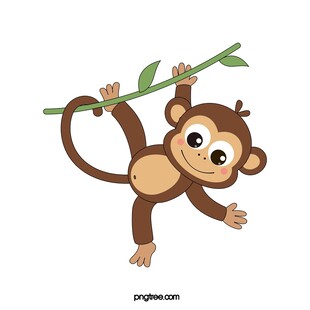 倒挂树枝的可爱小猴子