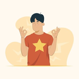 穿星衣做手势的活力少年