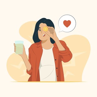 手持咖啡的心动女士