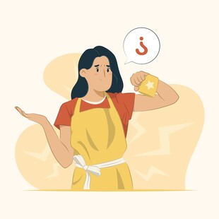 围裙女士展示烹饪手势