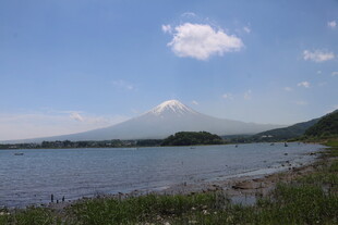 湖畔远眺富士山美景
