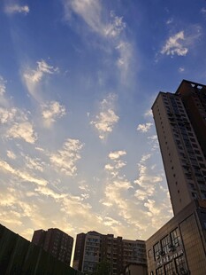 城市黄昏天空与高楼景观